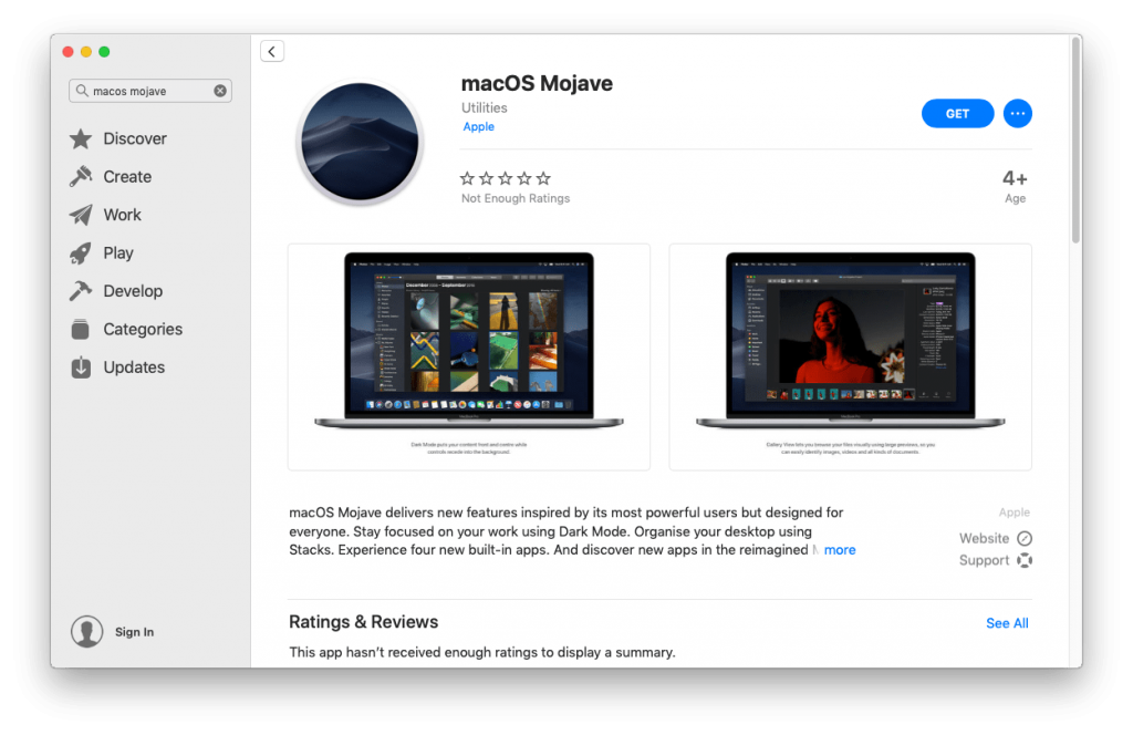 Download macOS Mojave from App Store