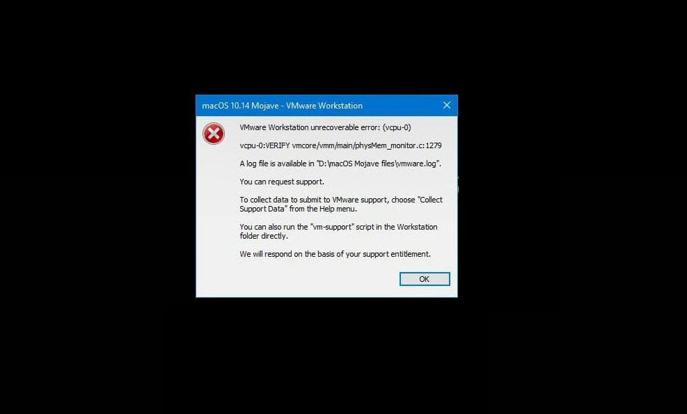 VMware Unrecoverable Error
