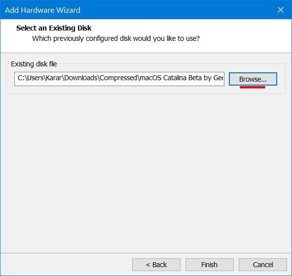 Select an Existing Disk