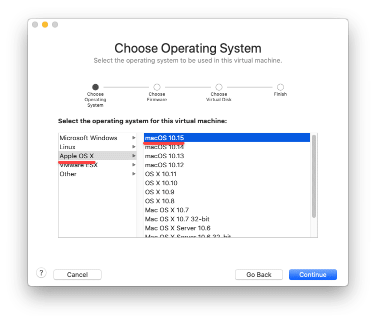 Choose operating system
