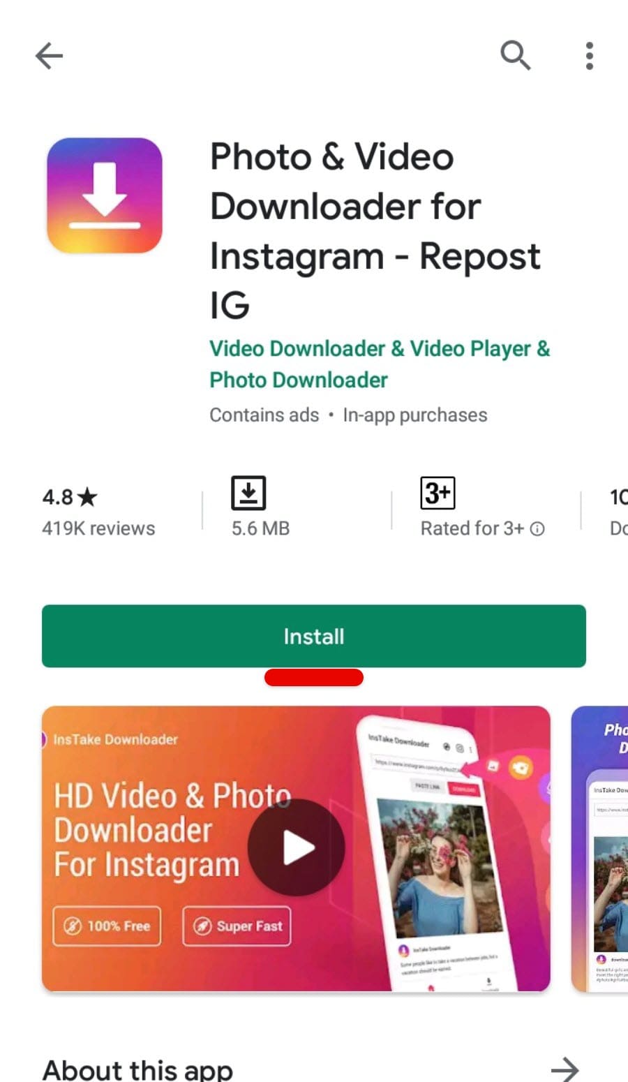 Install Instagram Video Downloader app