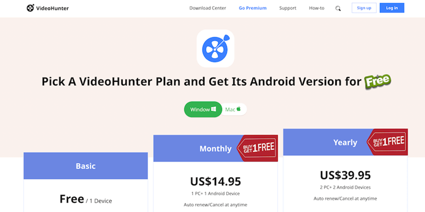 VideoHunter Plans to Subscribe